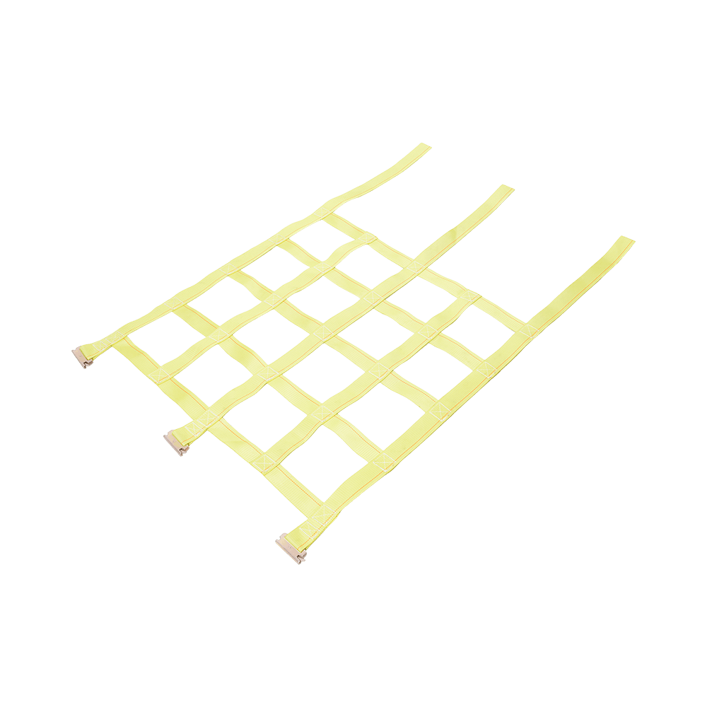 Polyester Webbing Cargo Nets with Ratchet Buckles Trailer Straps and E Hook