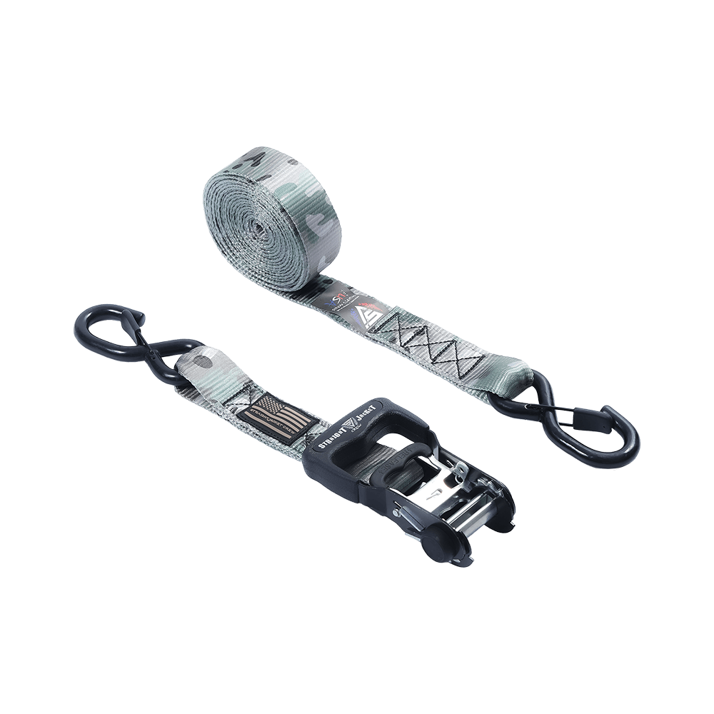 Camouflage Rubber Ratchet Buckle Handle Boat Car ATV Roof Rack Strap