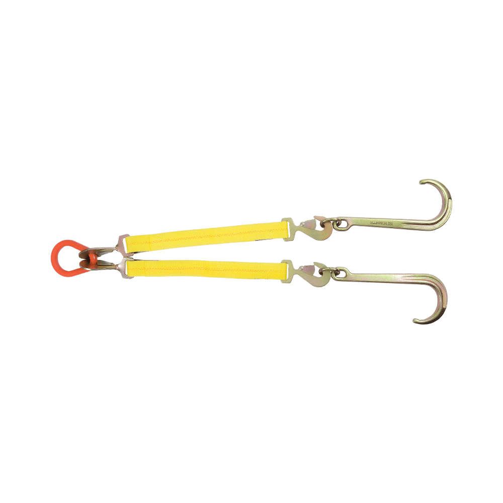 Ratcheting J-Hook Tie-Down V-Strap Design RTJ Multi-Point Hook for Tow Truck Use