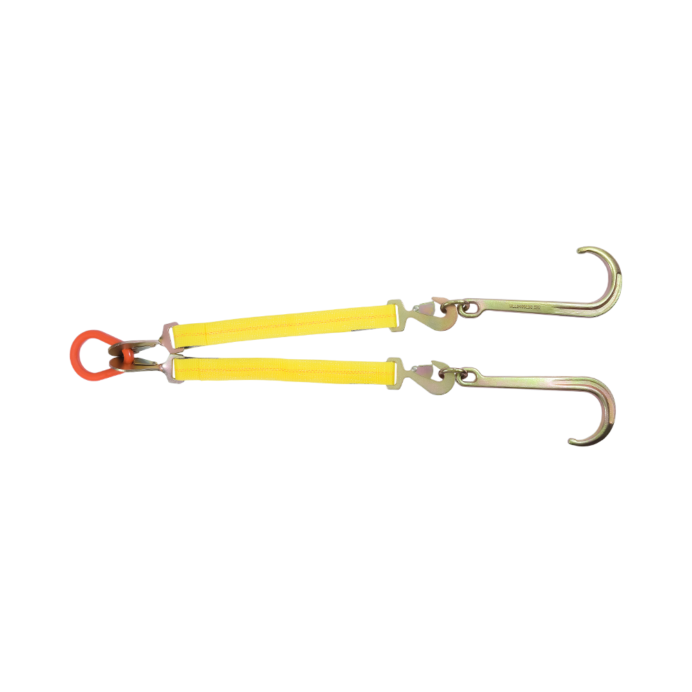 Ratcheting J-Hook Tie-Down V-Strap Design RTJ Multi-Point Hook for Tow Truck Use