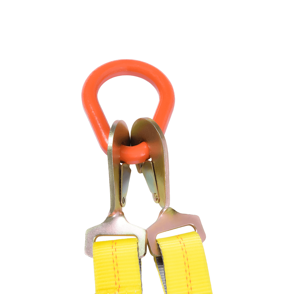 Ratcheting J-Hook Tie-Down V-Strap Design RTJ Multi-Point Hook for Tow Truck Use