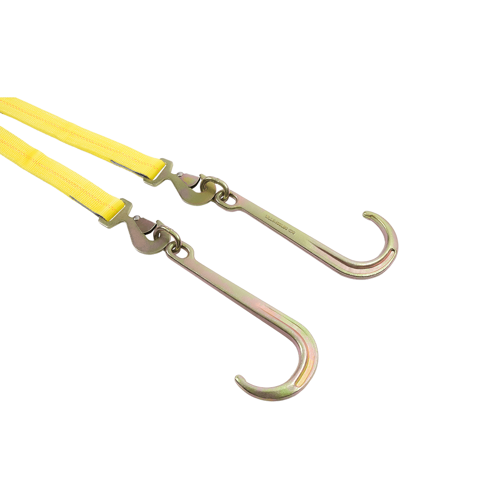 Ratcheting J-Hook Tie-Down V-Strap Design RTJ Multi-Point Hook for Tow Truck Use
