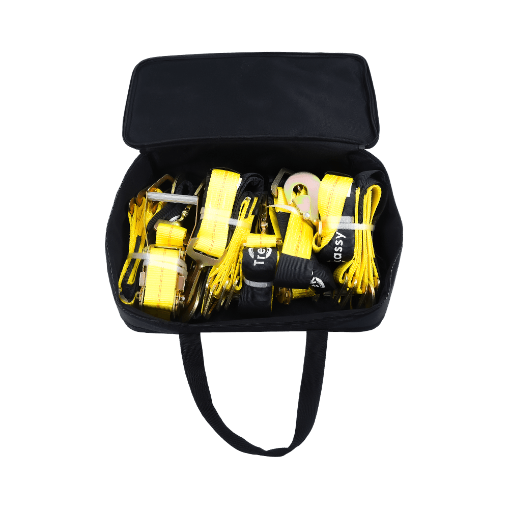 Car Tie Down with Snap Hooks - Lasso Style - 2 Inch x 96 Inch - 4 Pack - Classic Yellow - 3,300 Pound Safe Working Load