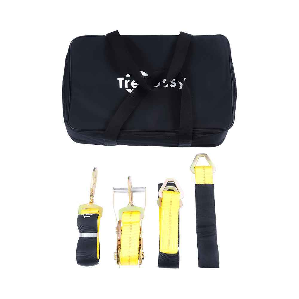 Car Tie Down with Snap Hooks - Lasso Style - 2 Inch x 96 Inch - 4 Pack - Classic Yellow - 3,300 Pound Safe Working Load