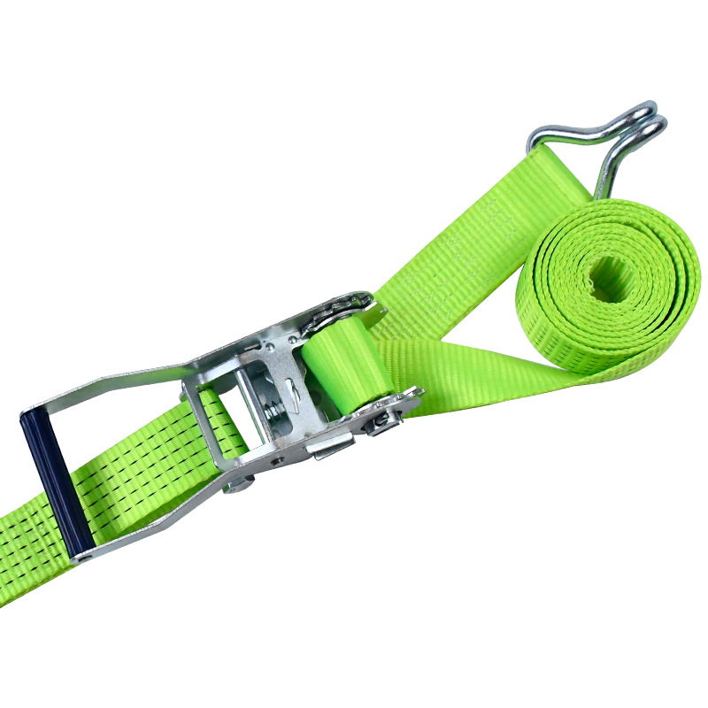 50mm 5000kg White Zinc Plastic Handle Ratchet Strap with Claw Hooks