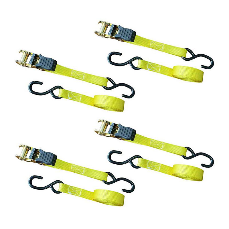 1'' X 15' Multicolor Thumb Handle Ratchet Strap With Vinyl-Coated S Hooks