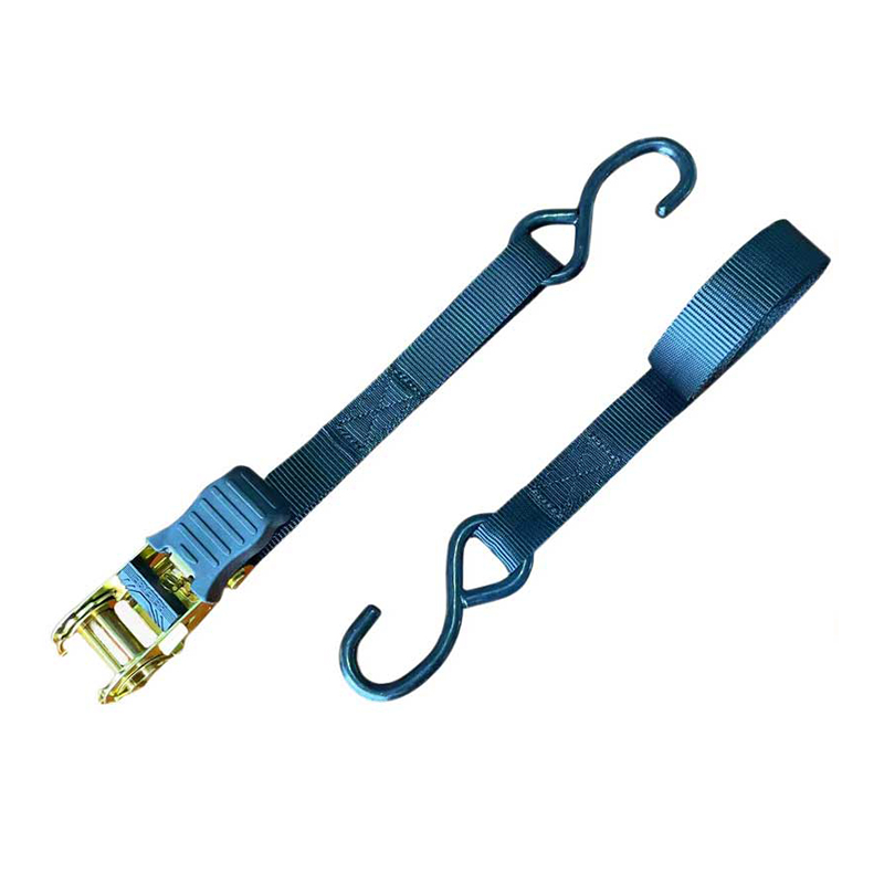 1'' X 15' Multicolor Thumb Handle Ratchet Strap With Vinyl-Coated S Hooks