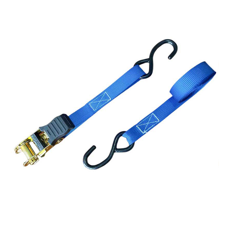 1'' X 15' Multicolor Thumb Handle Ratchet Strap With Vinyl-Coated S Hooks