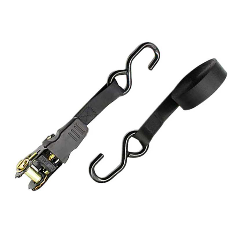 1'' X 15' Multicolor Thumb Handle Ratchet Strap With Vinyl-Coated S Hooks