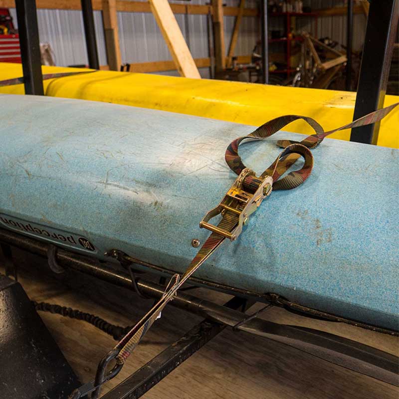 1'' X 8' Camouflage Iron Handle Ratchet Strap with Vinyl-Coated S-Hook and Keeper