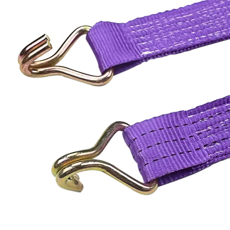 38mm 3t Purple Finger Rubber Handle Ratchet Strap with Wire Hooks