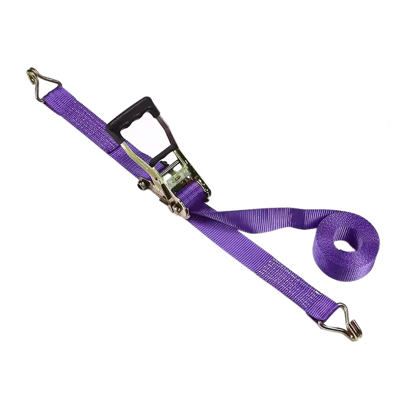 38mm 3t Purple Finger Rubber Handle Ratchet Strap with Wire Hooks