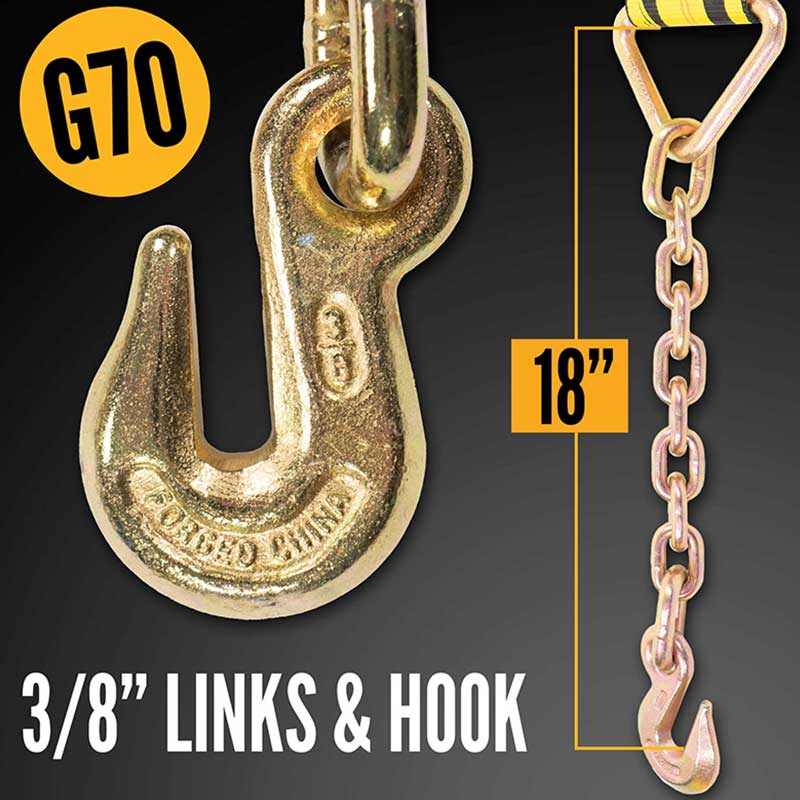 3'' X 30' Ratchet Tie Down Strap With Chain Extensions