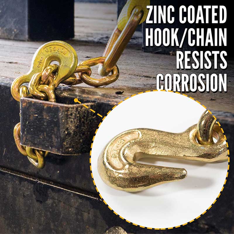 3'' X 30' Ratchet Tie Down Strap With Chain Extensions