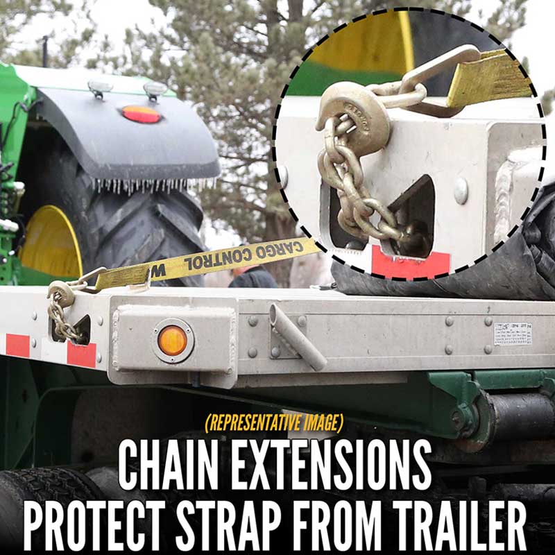 3'' X 30' Ratchet Tie Down Strap With Chain Extensions