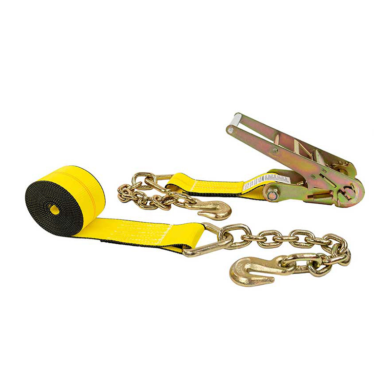 3'' X 30' Ratchet Tie Down Strap With Chain Extensions