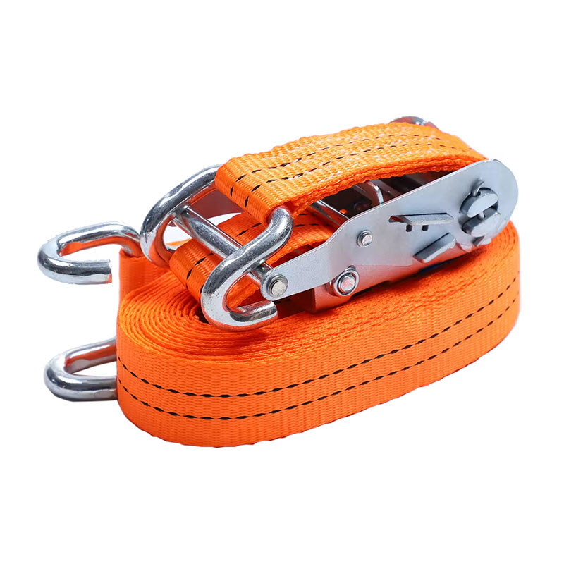 White Zinc Short Steel Handle 2T Ratchet Strap U hook Designed for Flatbed Truck Cargo Transport