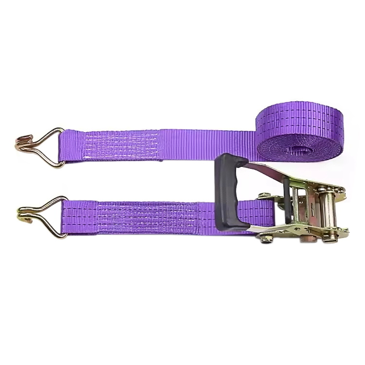 38mm 3t Purple Finger Rubber Handle Ratchet Strap with Wire Hooks