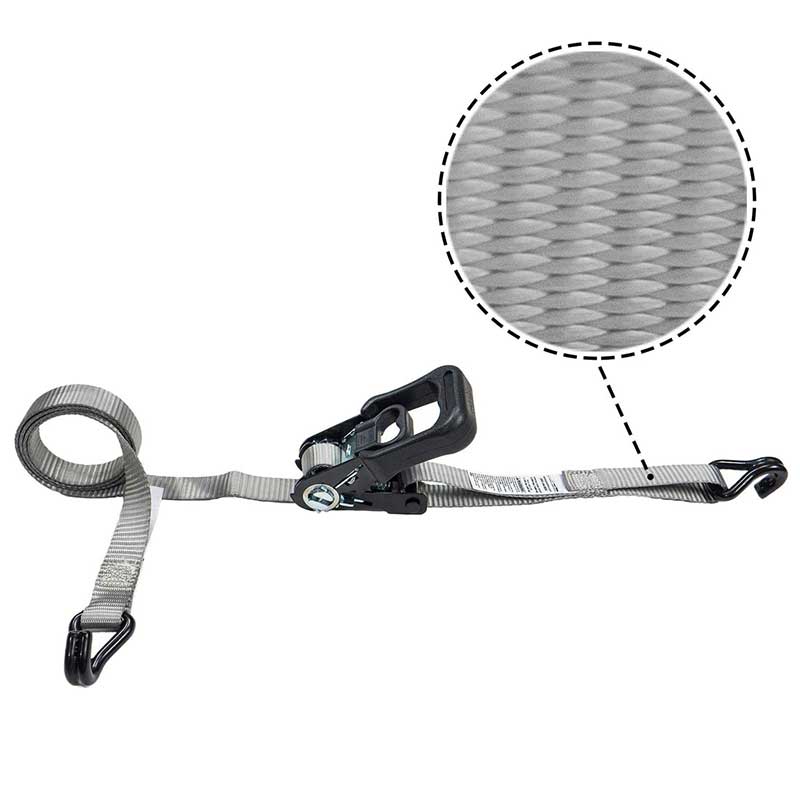 1'' X 15' Rubber Coated Handle Ratchet Strap with Vinyl Coated Wire Hooks