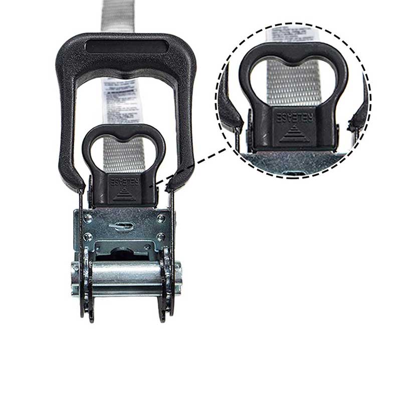 1'' X 15' Rubber Coated Handle Ratchet Strap with Vinyl Coated Wire Hooks