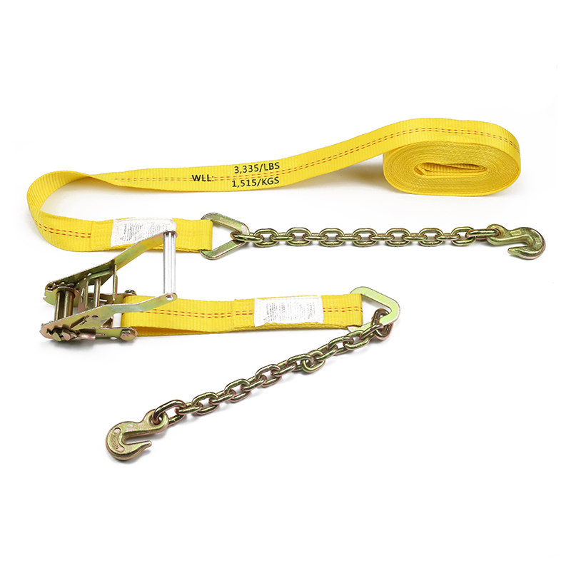 Double-Redline 2inch Ratchet Strap With Chain Anchor Extension
