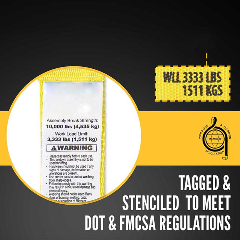 The Force 2 X 20' Yellow Heavy-Duty Endless Ratchet Strap