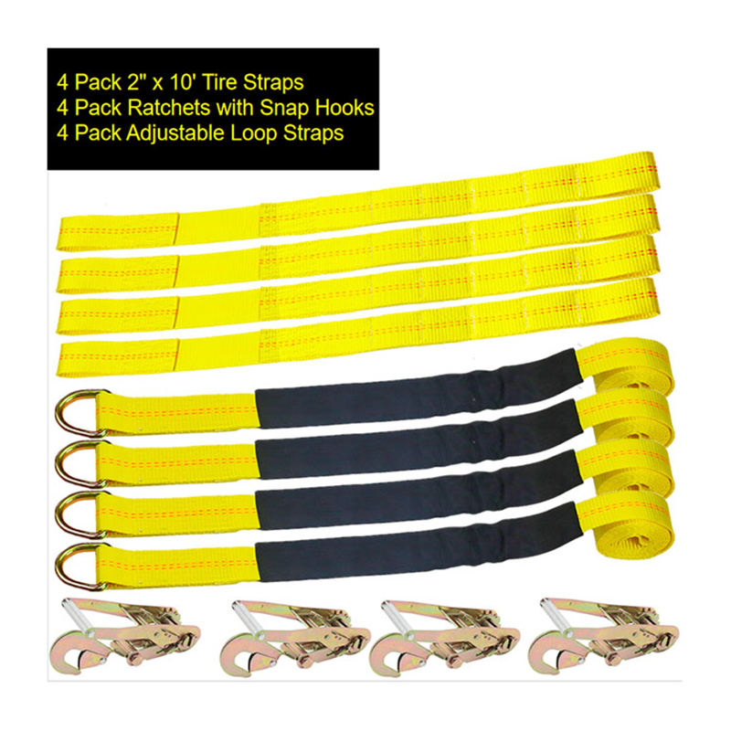 The Adjustable 2INCH Tire Wheel Tie Down With Snap Hook D Ring