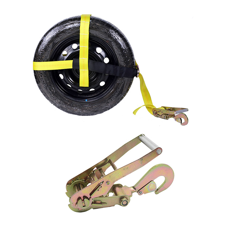 The Adjustable 2INCH Tire Wheel Tie Down With Snap Hook D Ring