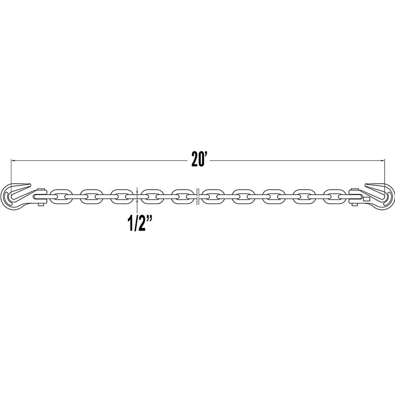 The 12 Tie Down Chain Assembly W Clevis Grab Hooks - Grade 80